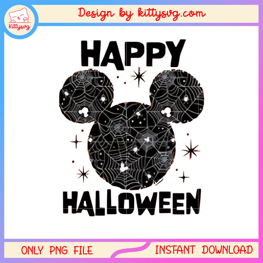 Happy halloween coweb mickey head design png, mickey head png