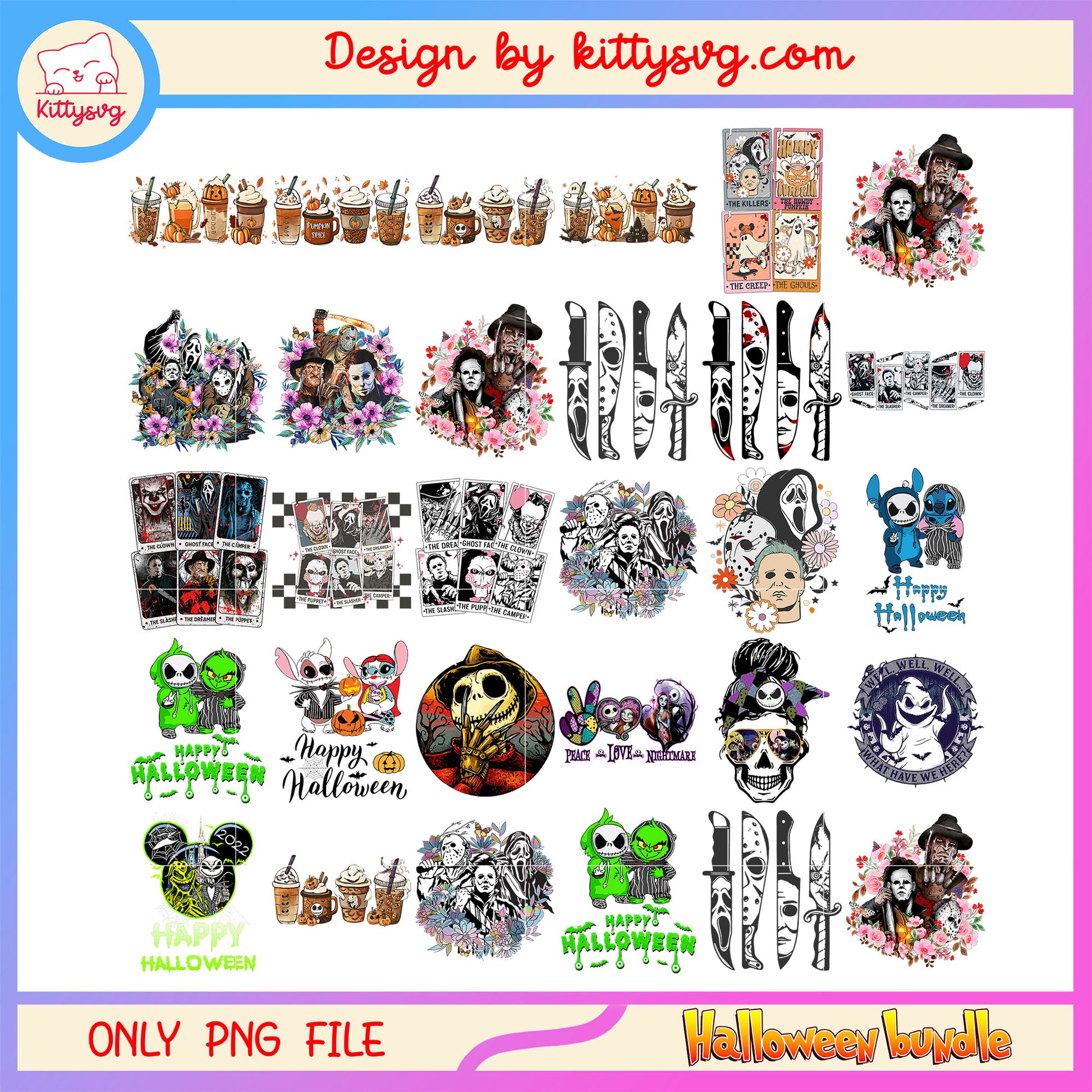 Happy halloween horror bundle png, halloween horror png