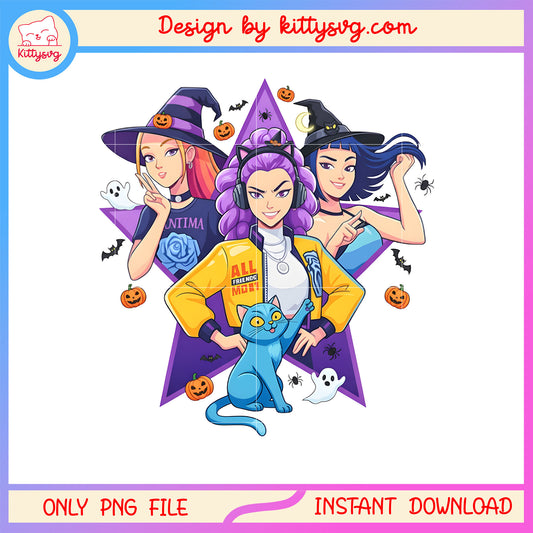 Happy halloween witch huntrix members star png, huntrix members png