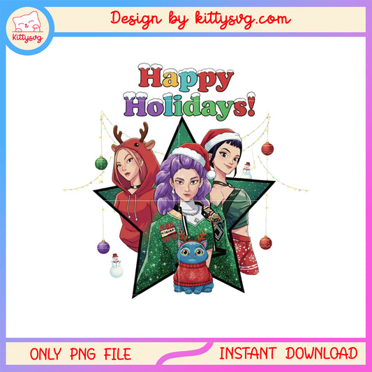 Happy holiday huntrix tiger star png, demon hunters huntrix png