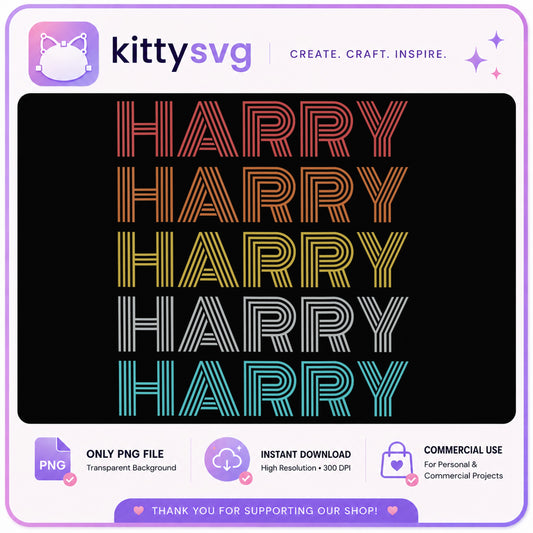 Harry Retro Rainbow Text PNG, Harry Styles Fan Gift PNG, Concert PNG