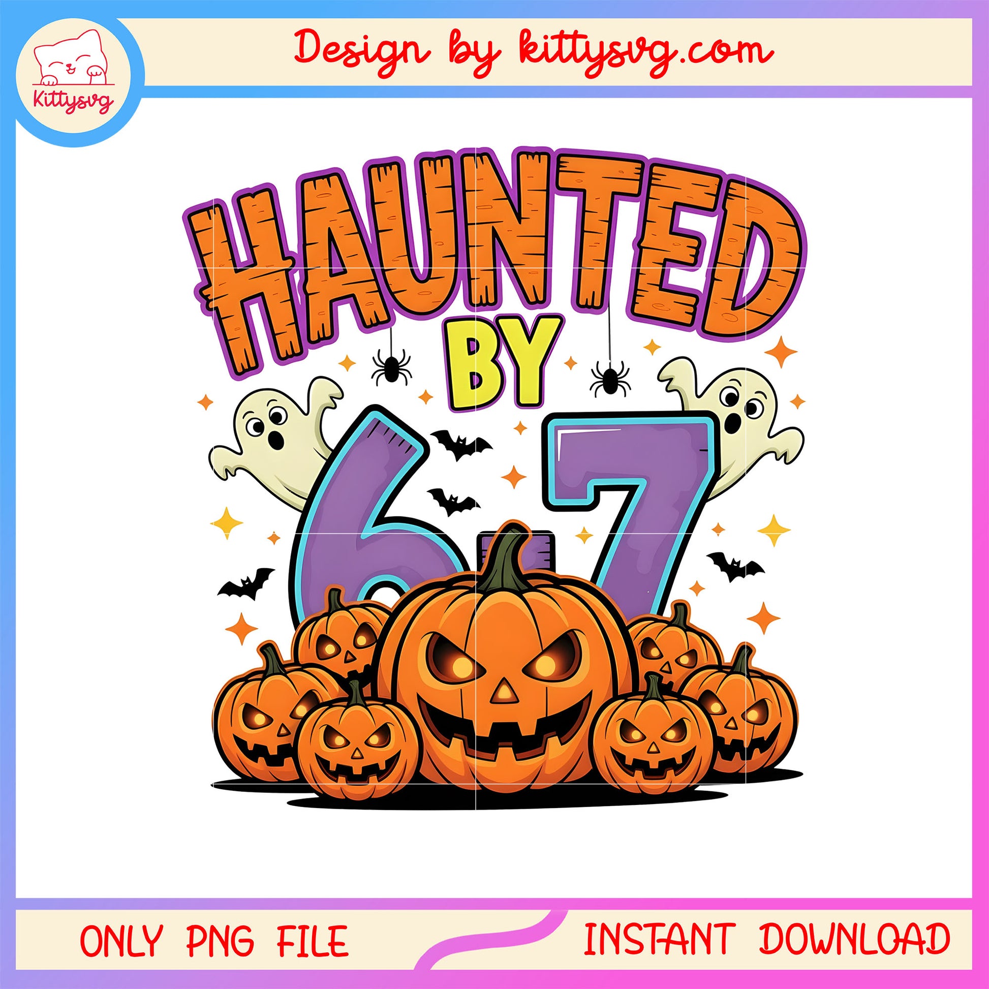 Haunted by 6-7 horror pumpkin design png, halloween day png
