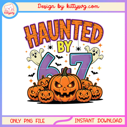 Haunted by 6-7 horror pumpkin design png, halloween day png
