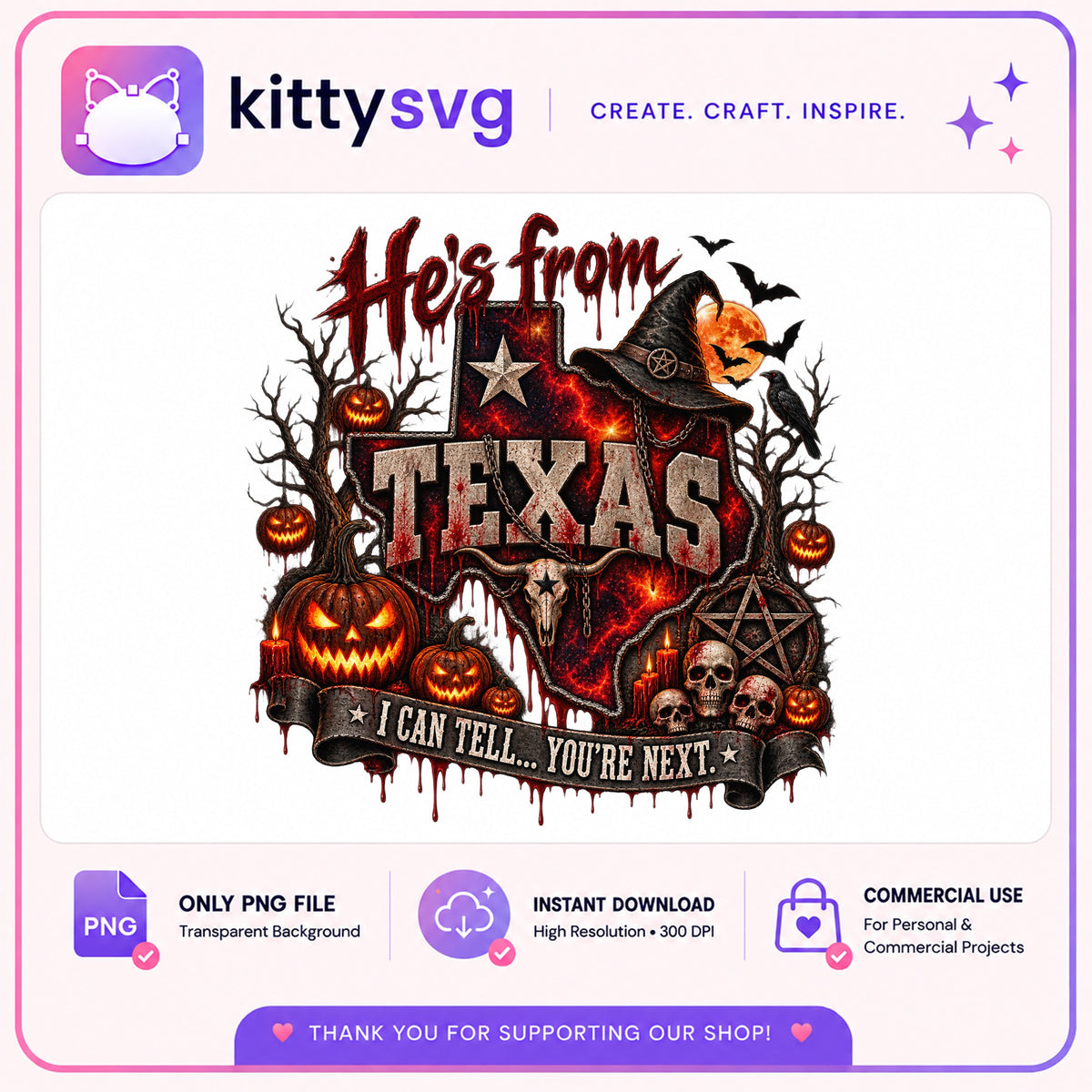 He's From Texas Halloween PNG, Spooky Western PNG, Halloween PNG