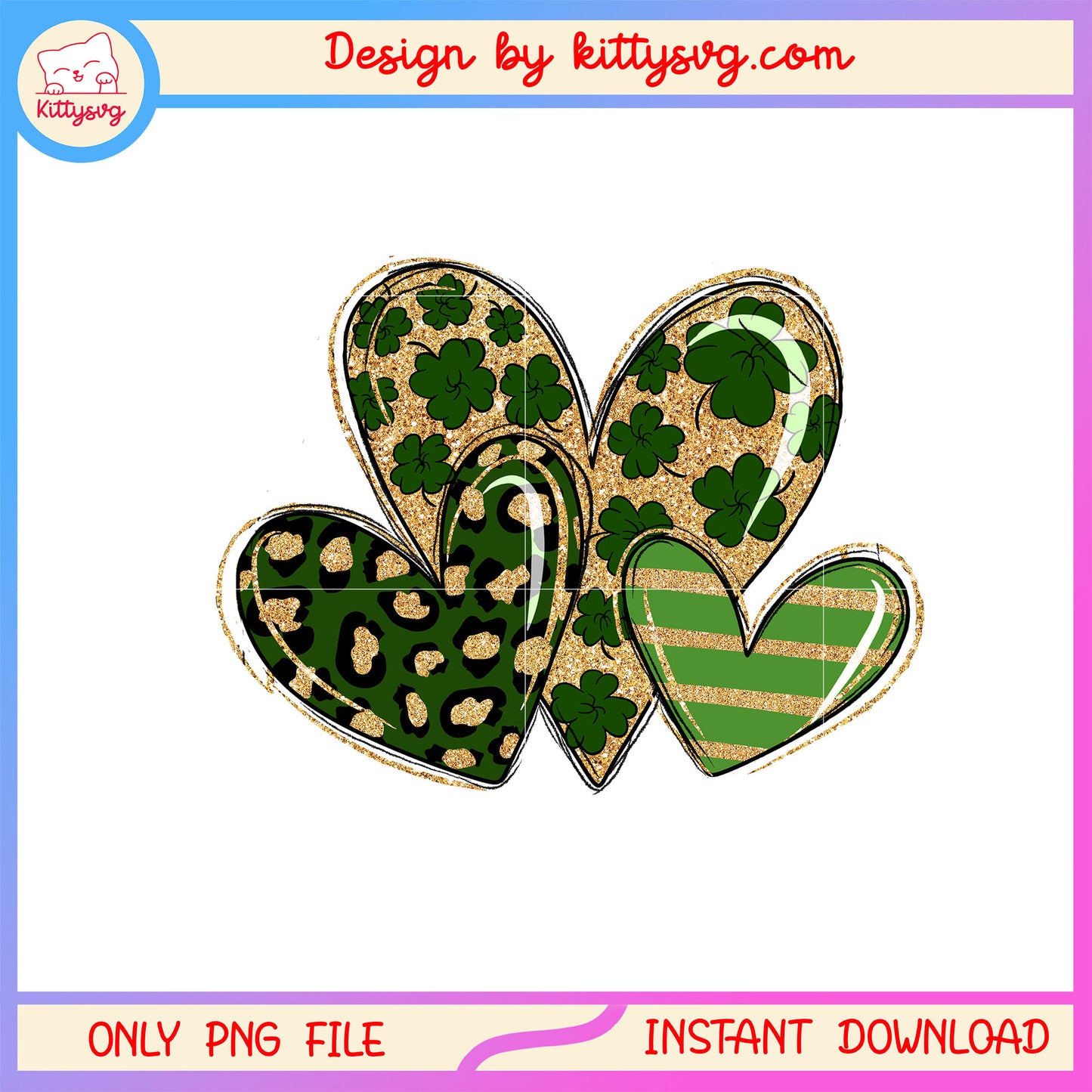 Hearts digital st patrick's png, st patrick's day parade png