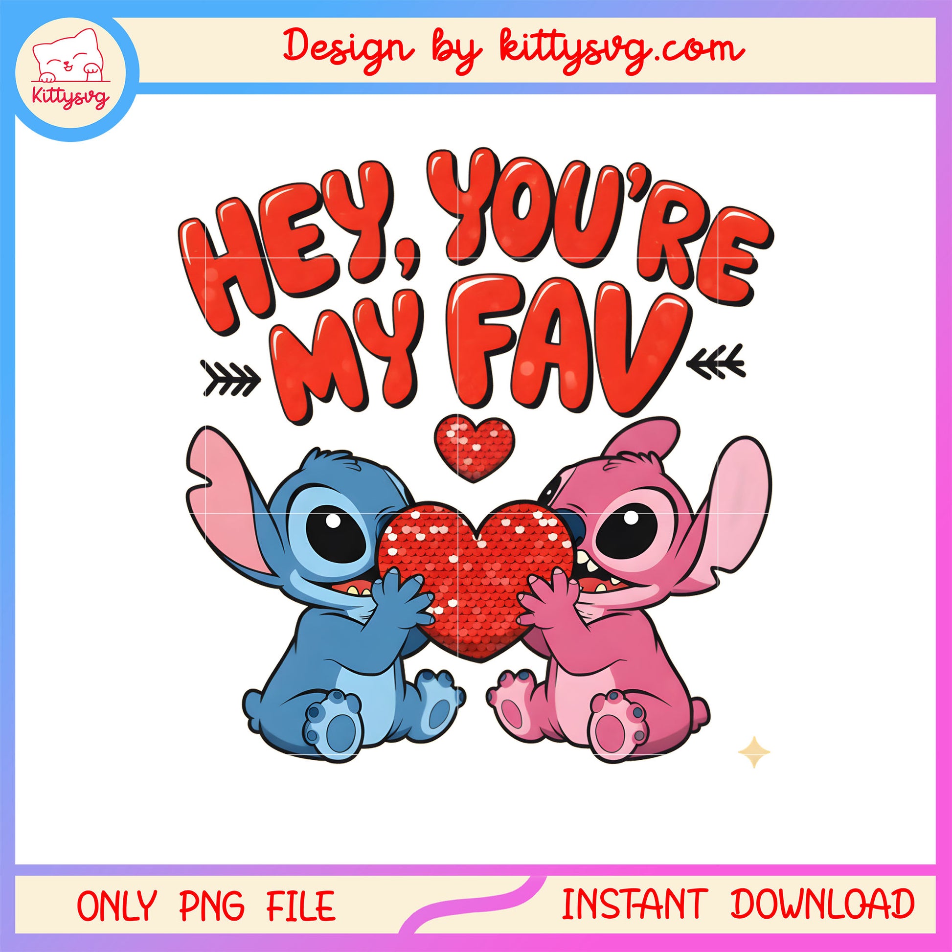Hearts glitter valentine png, stitch valentines day​​ png