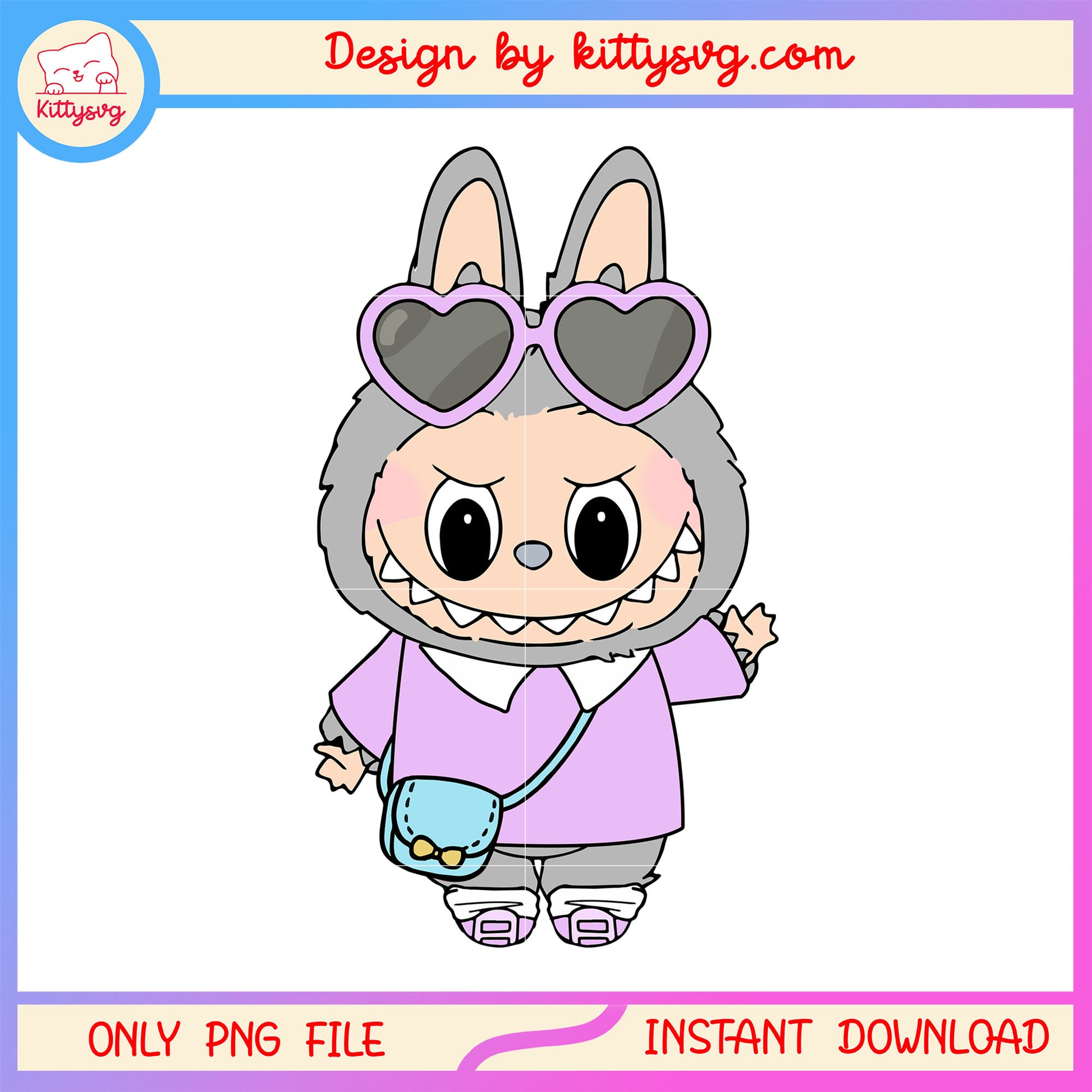 Hehe labubu heart glasses ver costume design png, monster labubu png