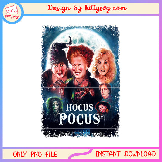 Hocus pocus characters halloween design png, halloween villains png