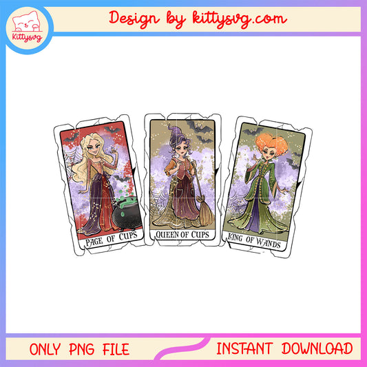 Hocus pocus halloween tarot card design png, cast of hocus pocus png