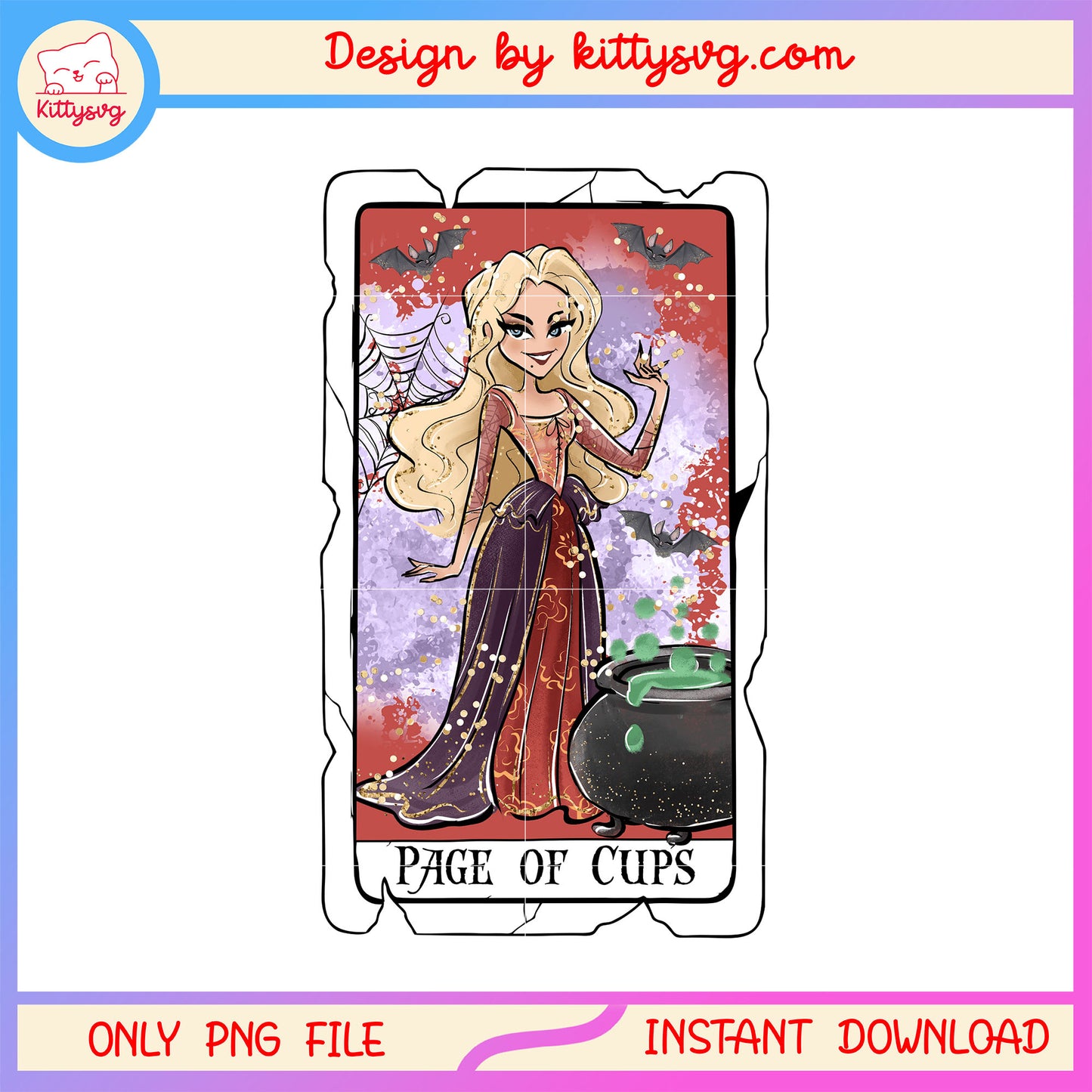 Hocus pocus sarah page of cups tarot card png, sarah sanderson png