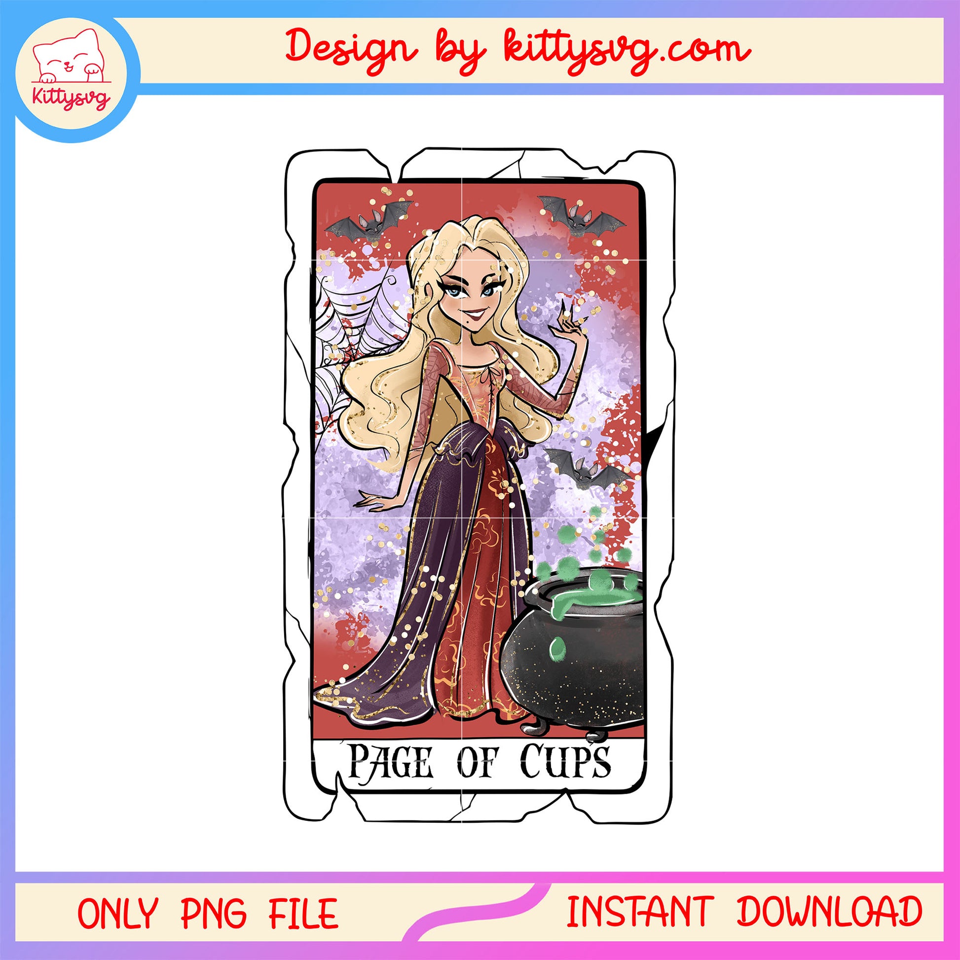 Hocus pocus sarah page of cups tarot card png, sarah sanderson png