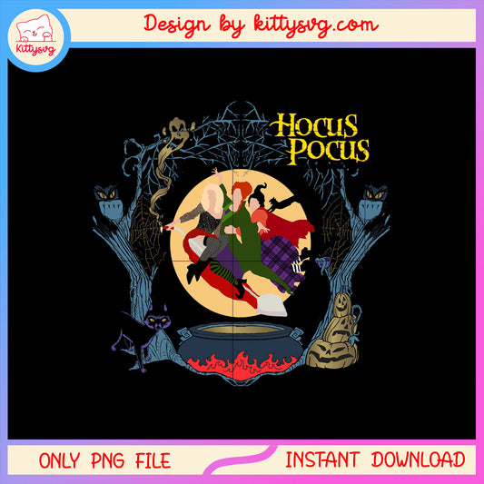 Hocus pocus witches halloween characters png, trick or treat png