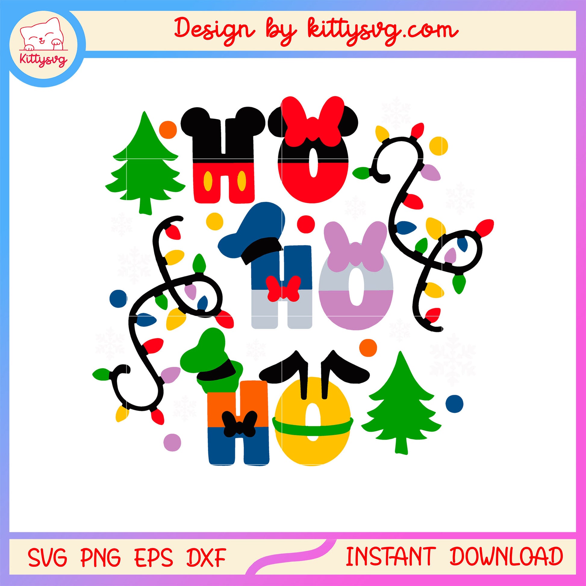 Ho ho ho disney christmas lights font design svg, disney movie svg