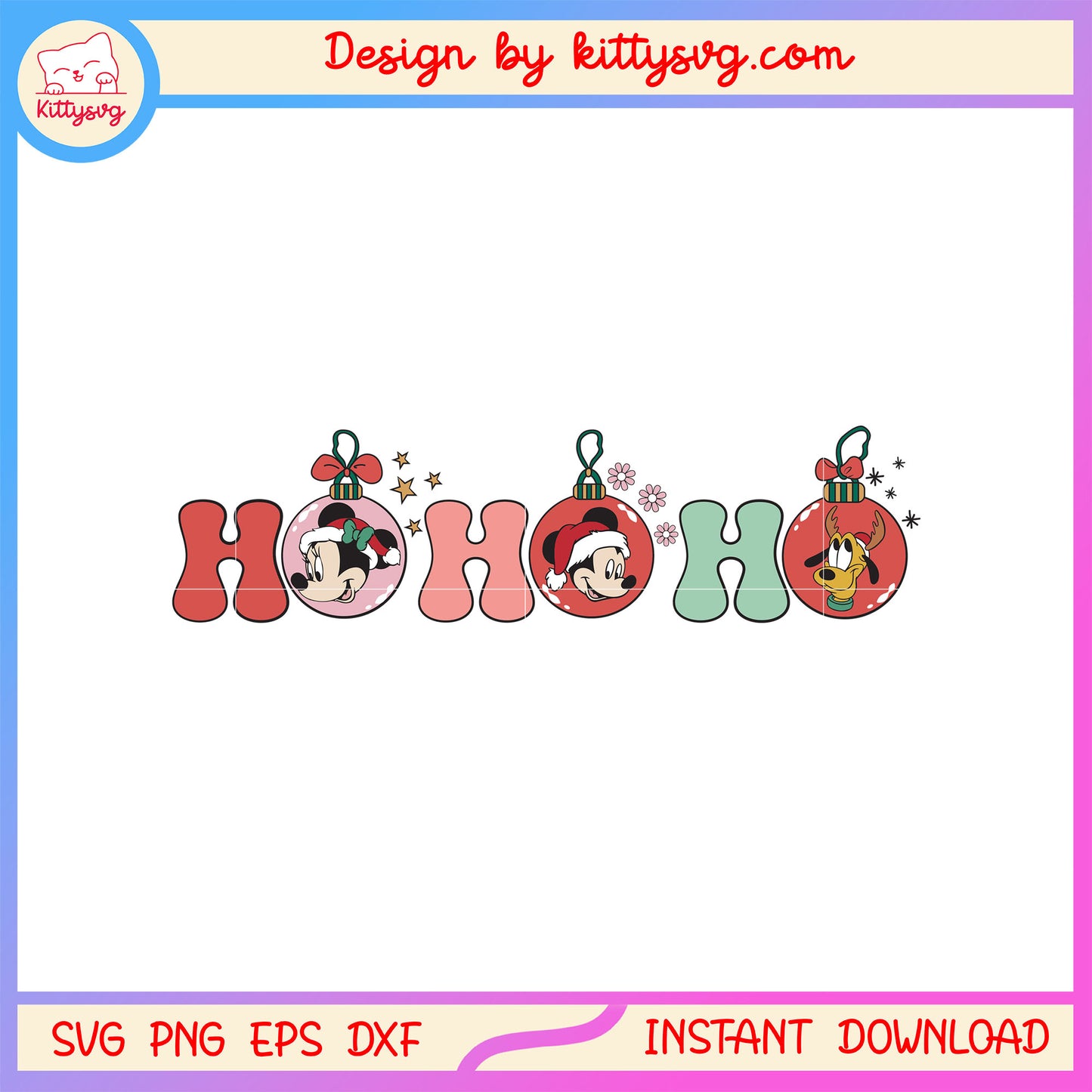 Ho ho ho disney mickey characters christmas lights svg, disney svg