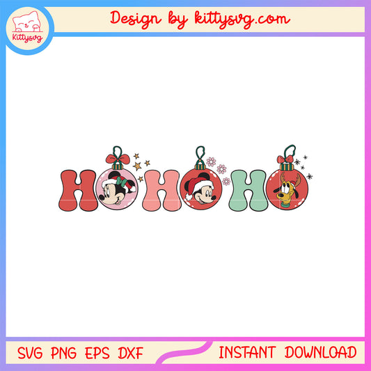 Ho ho ho disney mickey characters christmas lights svg, disney svg