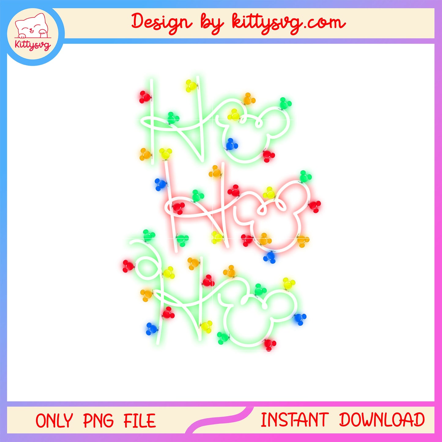 Ho ho ho mickey ear christmas neon png, christmas mickey png
