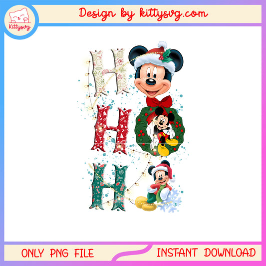 Ho ho ho mickey funny christmas lights png, mickey christmas decor png