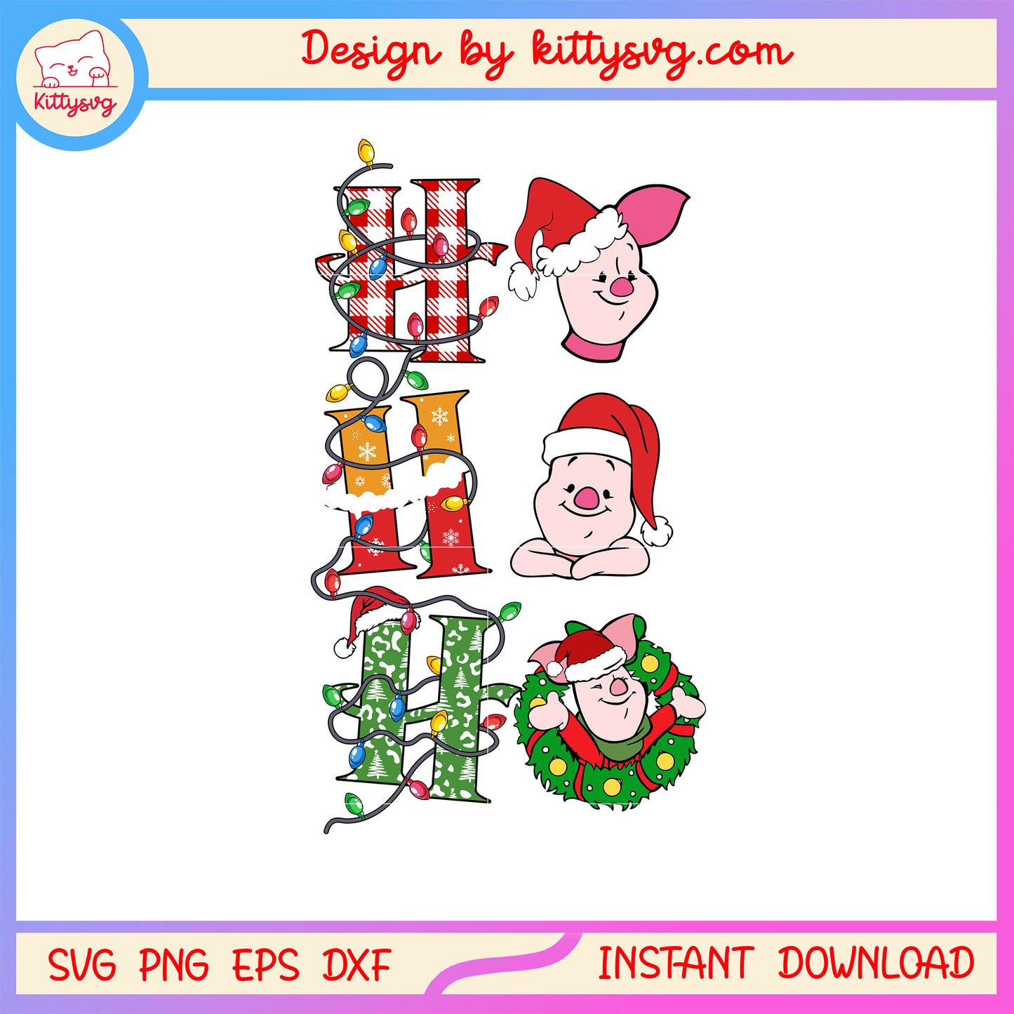 Ho ho ho piglet character christmas svg, piglet disney svg