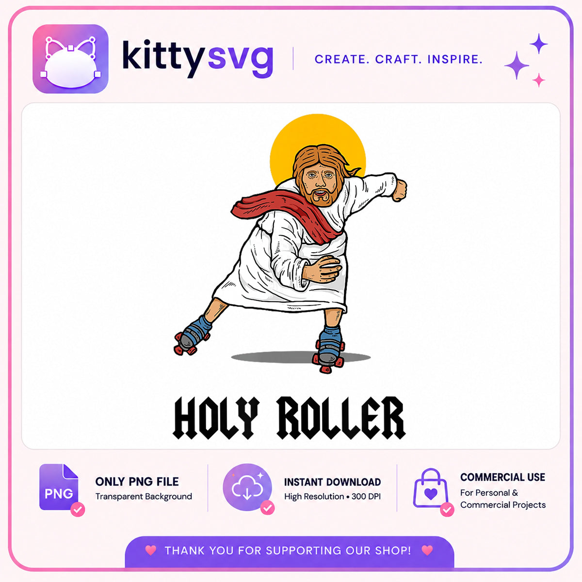 Holy Roller Jesus Roller Skating PNG, Funny Jesus PNG, Christian PNG