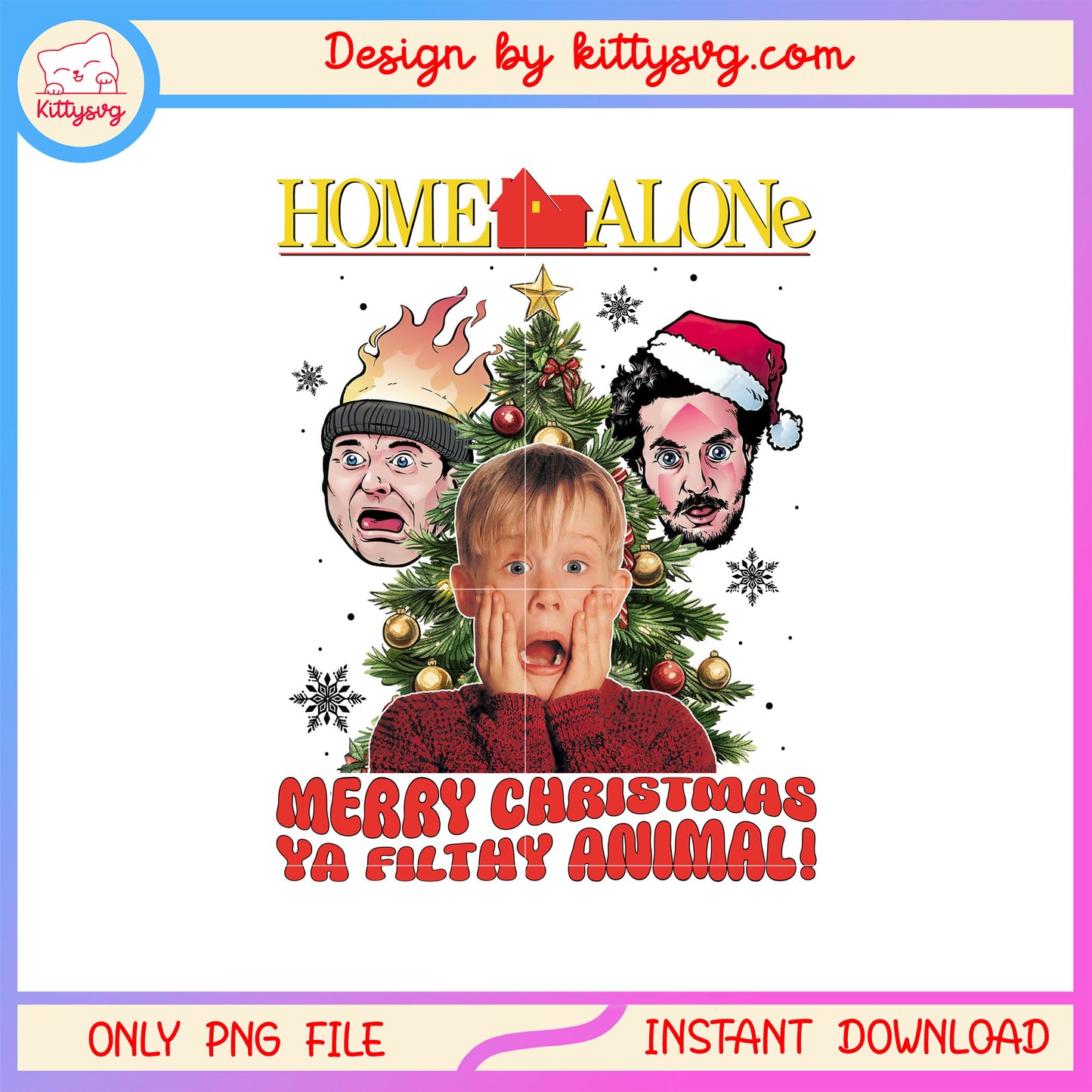 Home alone merry christmas filthy animal png, christmas trees png