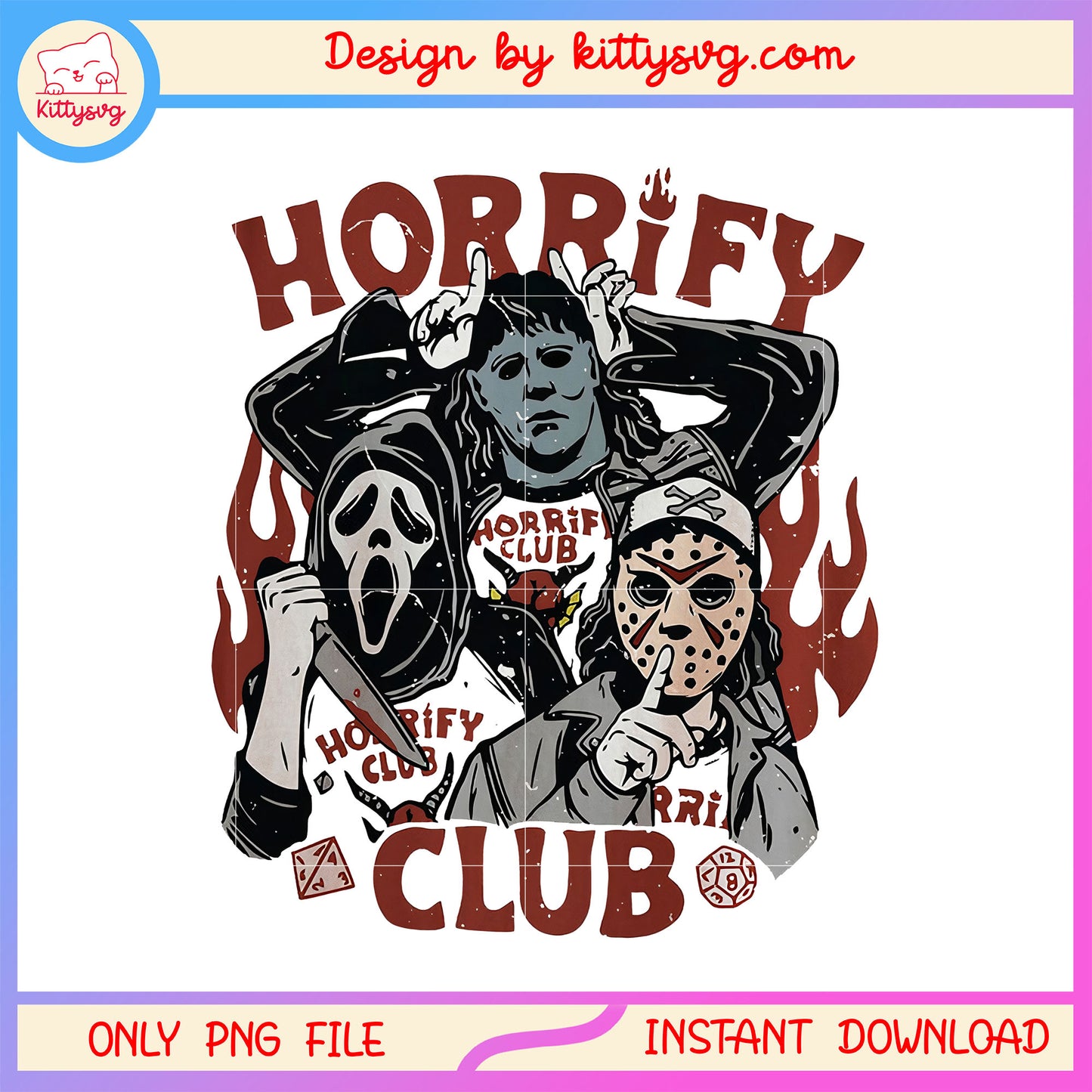 Horrify club halloween movie members png, Horrify ghostface jason michael png