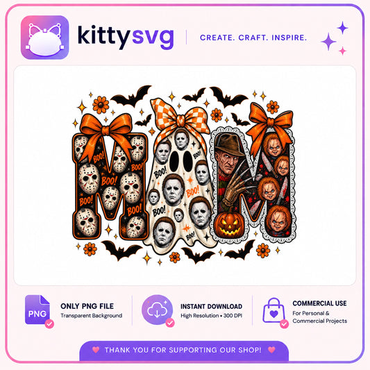 Horror Movie Mom PNG, Halloween Killer Mom Shirt, Spooky Mom PNG