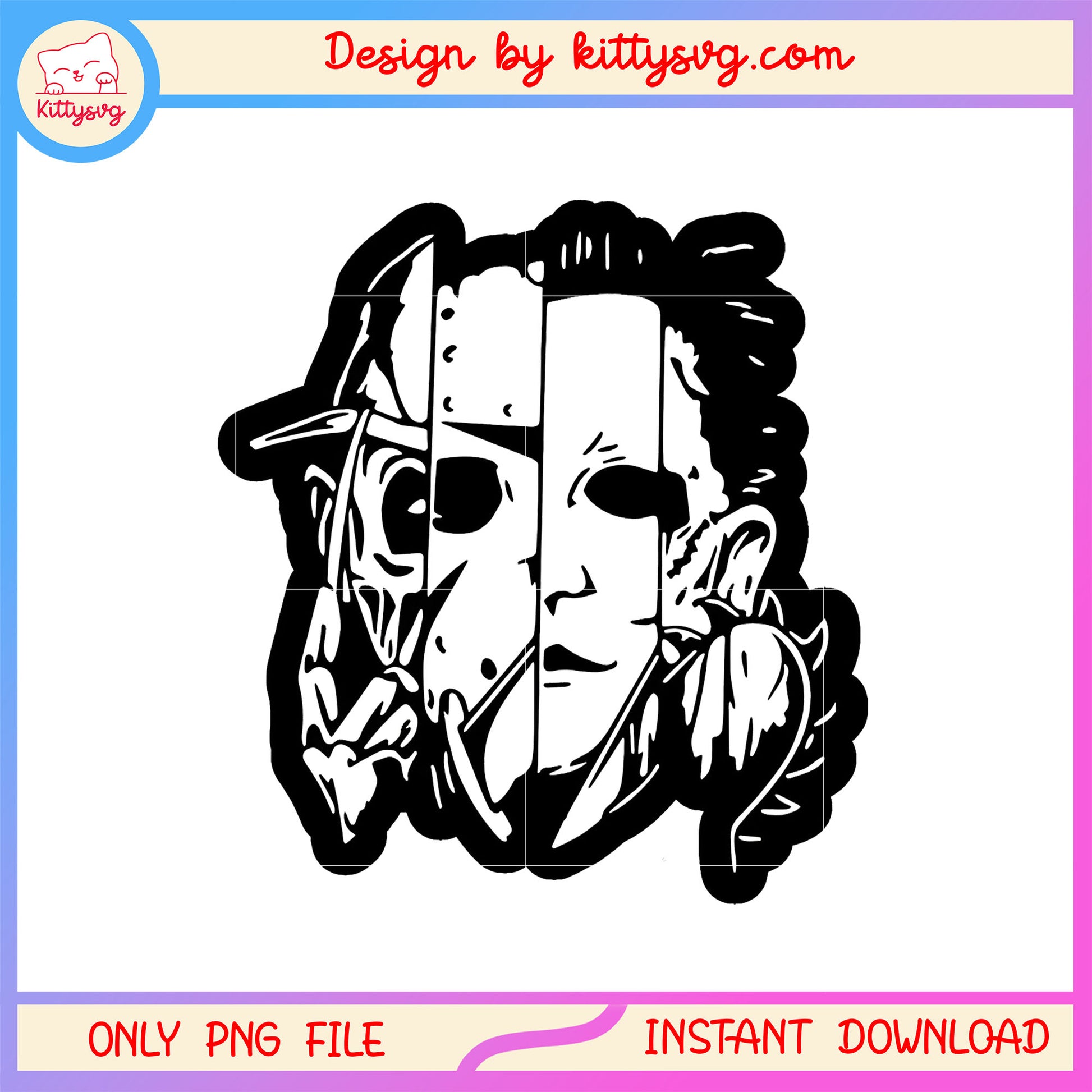 Horror characters face collab png, character faces png, hallowewn png