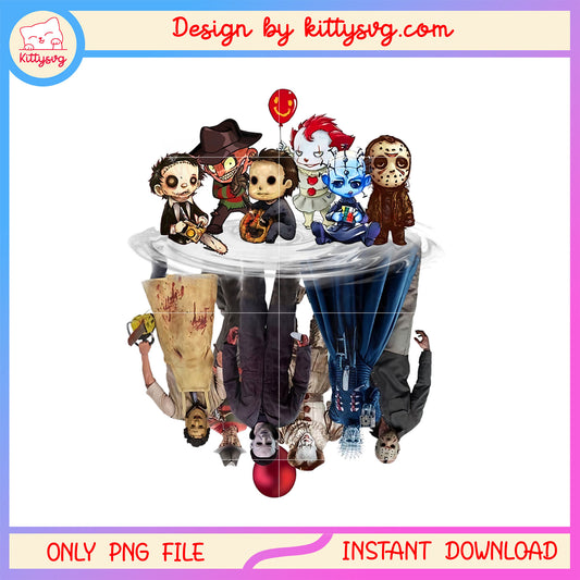 Horror characters normal and funko pop design png, horror characters png