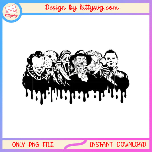 Horror characters outline ink smelt png, Horror movies characters png