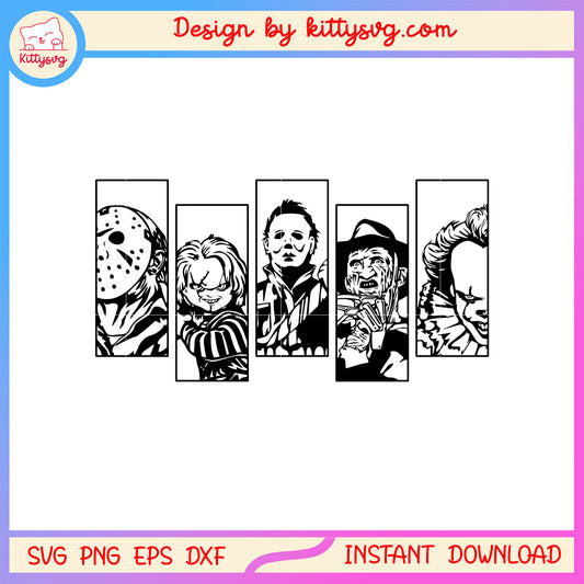 Horror characters pictures design svg, halloween movie characters svg