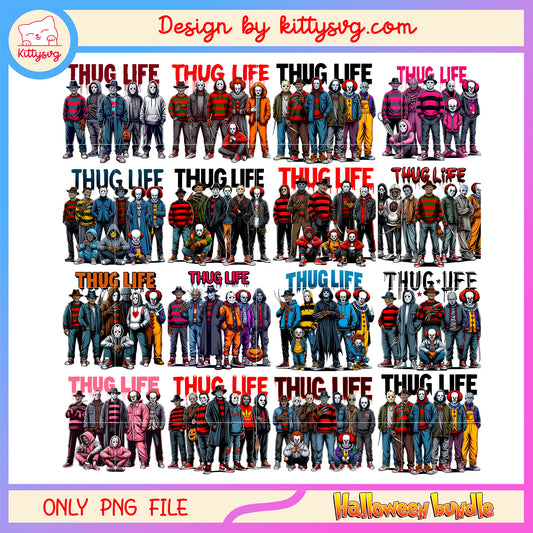 Horror characters thug life halloween bundle png, thug life​ png