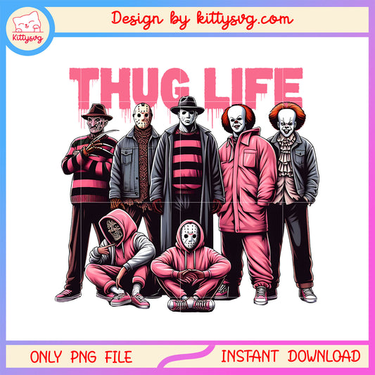 Horror characters thug life pink png, halloween day png, thug life png
