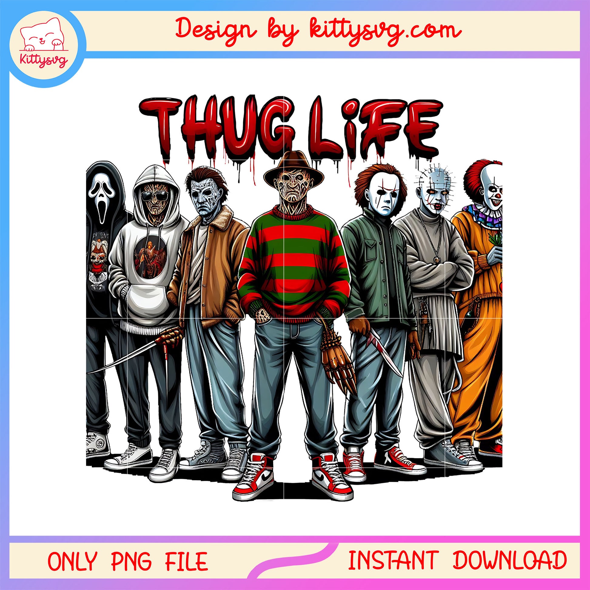 Horror characters thug life png, the killer halloween png, thug life png