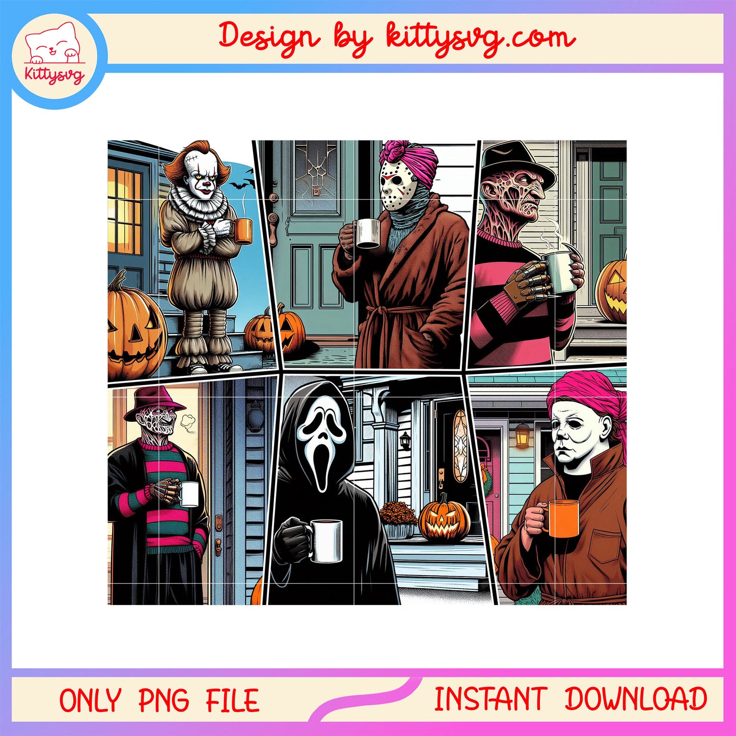 Horror characters waiting for halloween png, horror characters png