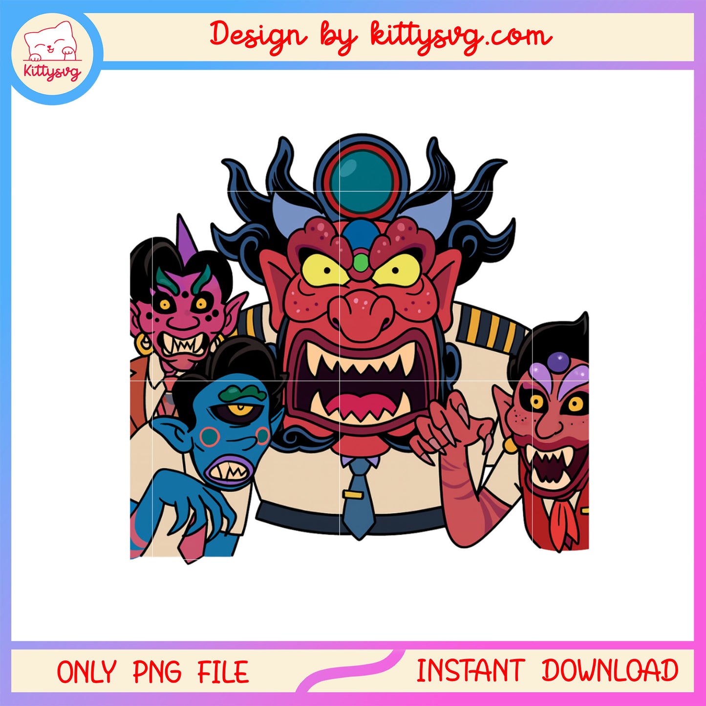 Horror demon face design design png, kpop demon hunters png