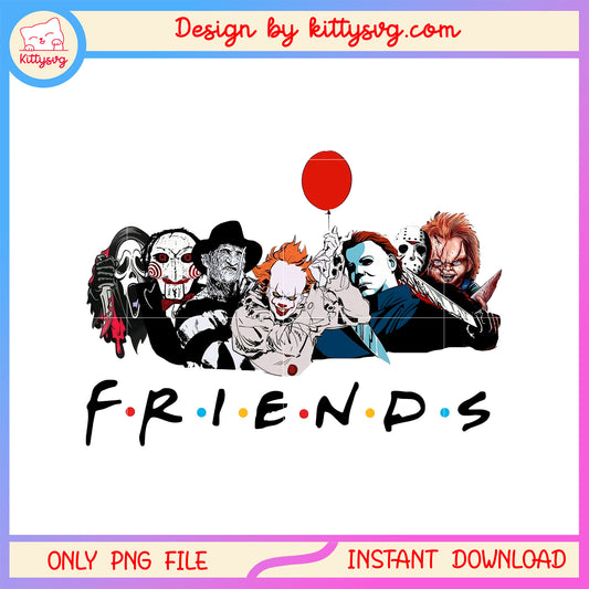 Horror friends halloween nights design png, scary halloween films png