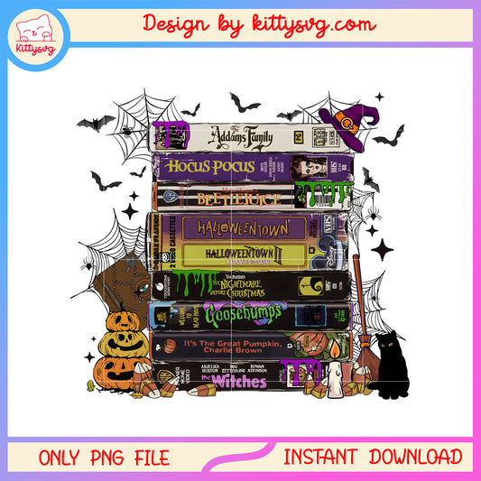 Horror halloween stack of books design png, spooky book png