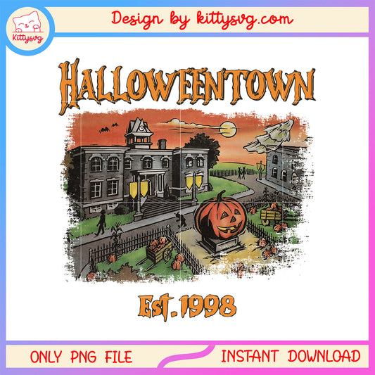 Horror halloween town decor est 1998 png, Vintage Halloween town pumpkin png