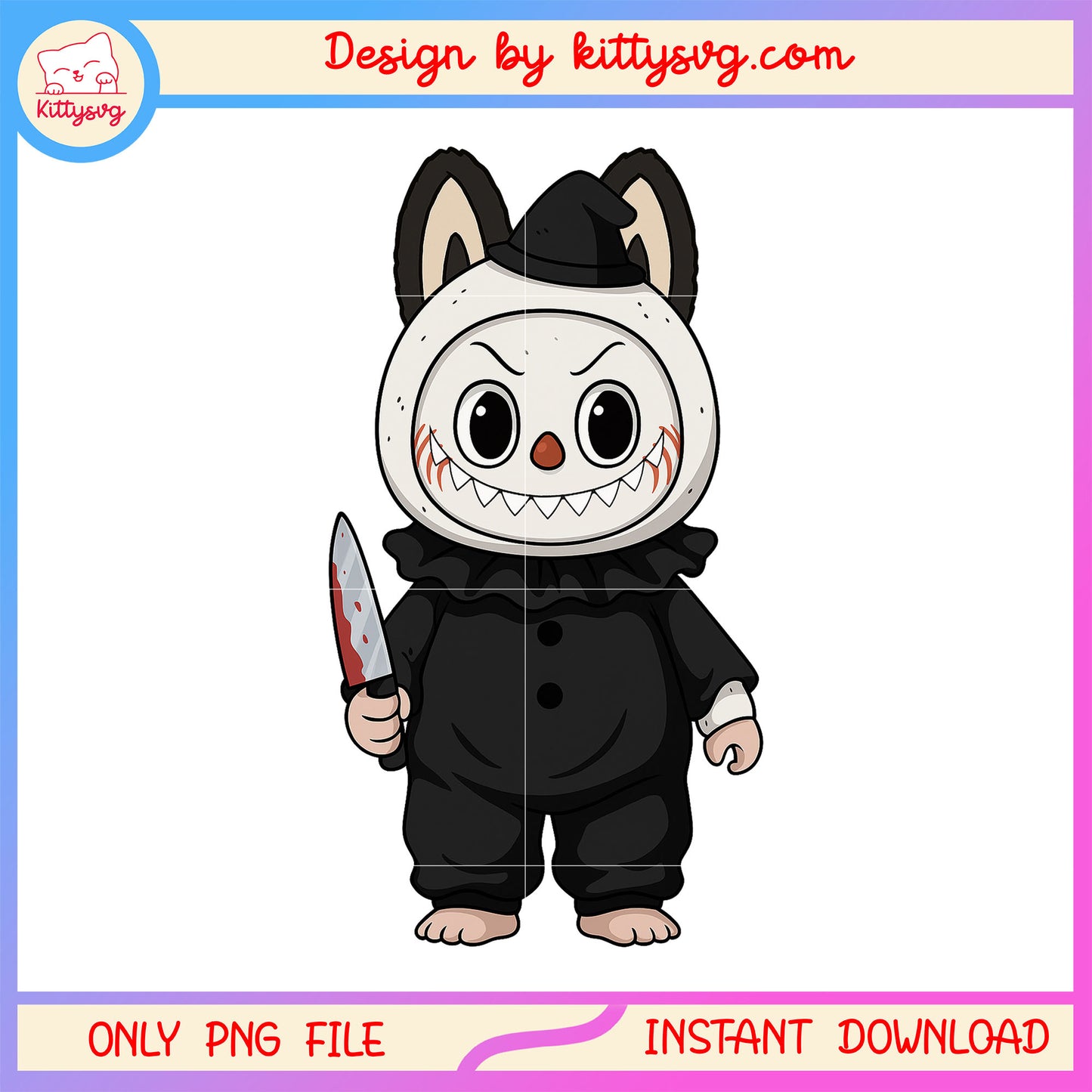 Horror labubu killer clown doll drawing design png, art the clown png