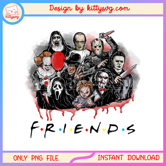 Horror movies friends collage png, horror friends png
