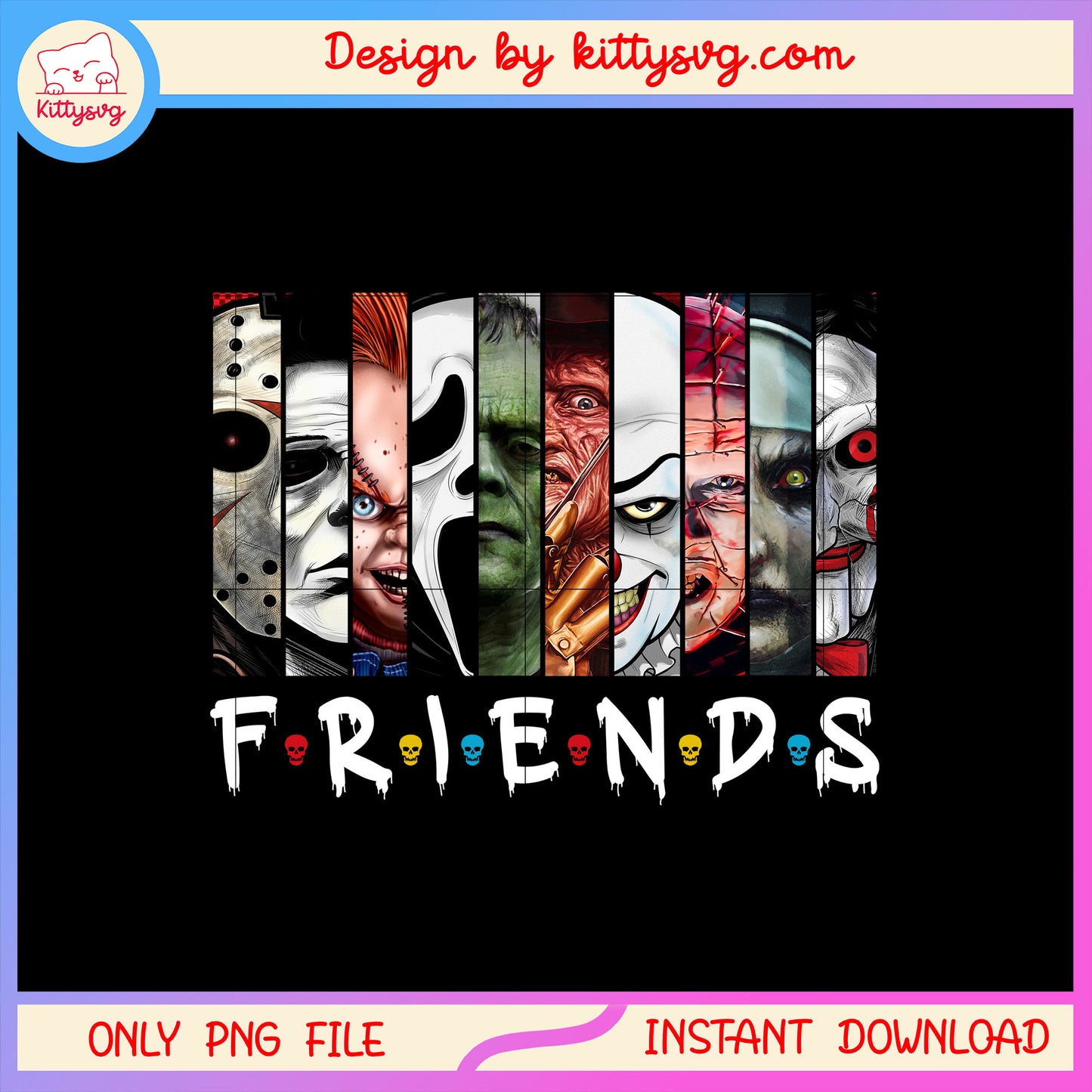 Horror movies friends png, scary movie png, horror halloween png