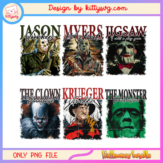 Horror name halloween bundle png, halloween day png, horror png