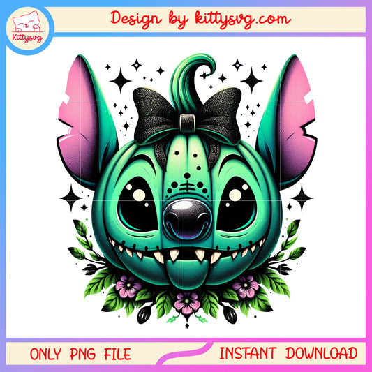 Horror stitch face halloween design png, stitch halloween png