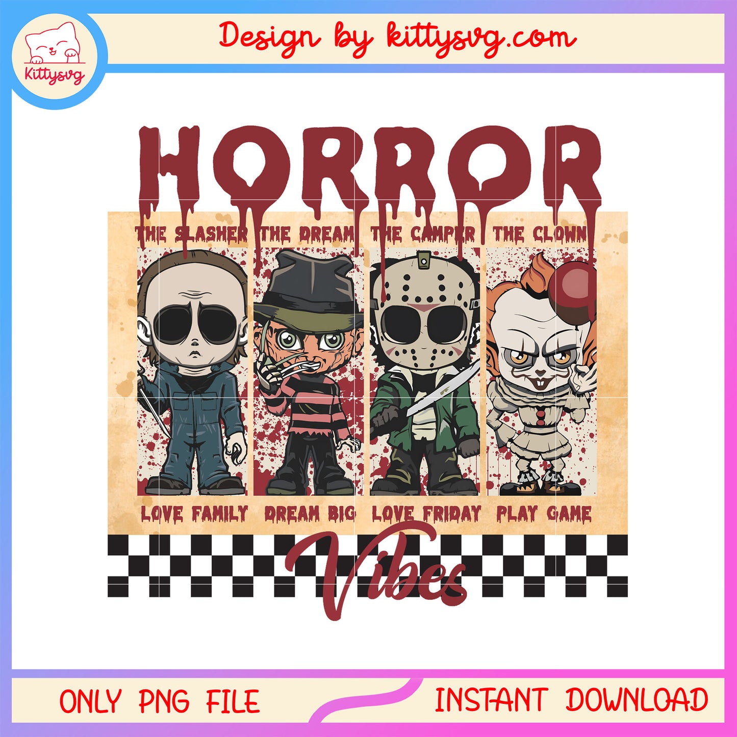 Horror vibes characters collage picture png, horror picture png