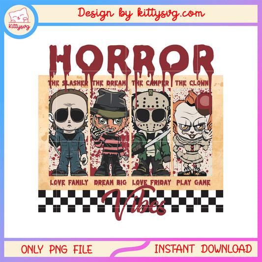 Horror vibes characters collage picture png, horror picture png