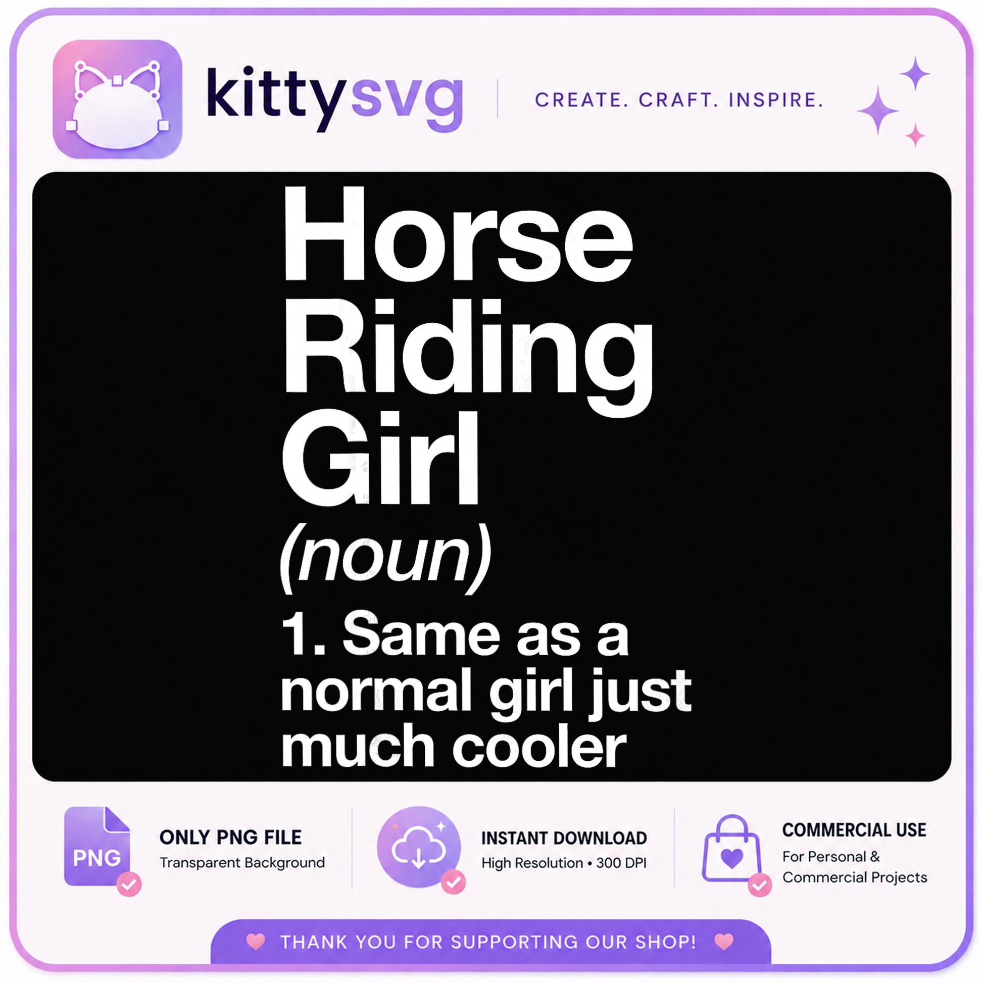 Horse Riding Girl Definition PNG, Funny Horse Quote, Equestrian PNG