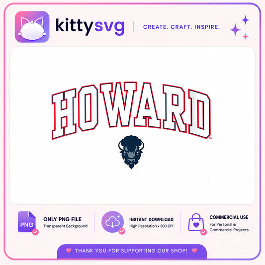 Howard University Bison PNG, HBCU College Arch Logo, Sublimation PNG