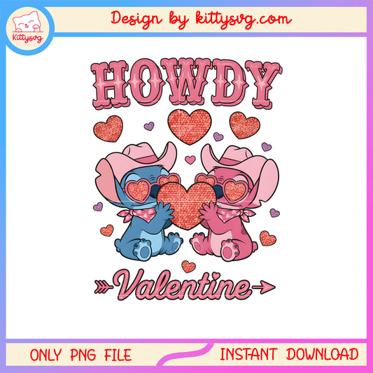 Howdy character stitch valentine png, stitch valentines day​​ png