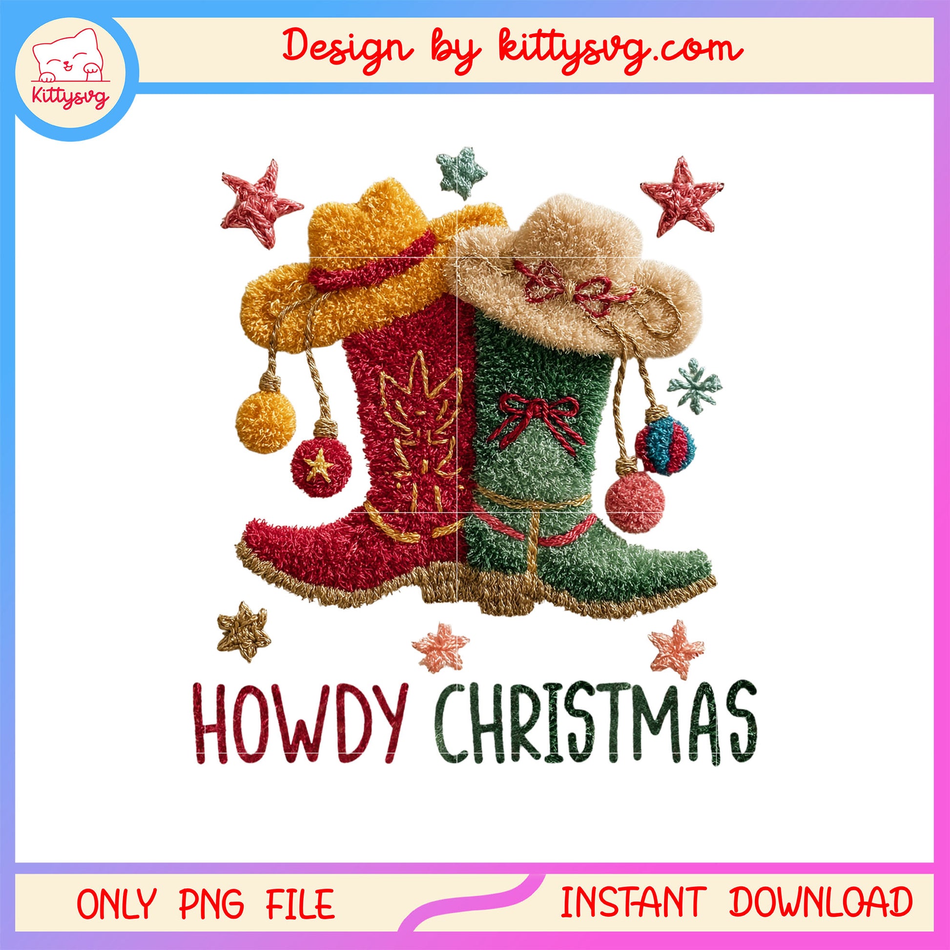 Howdy christmas cowboy boots patchwork png, christmas day png