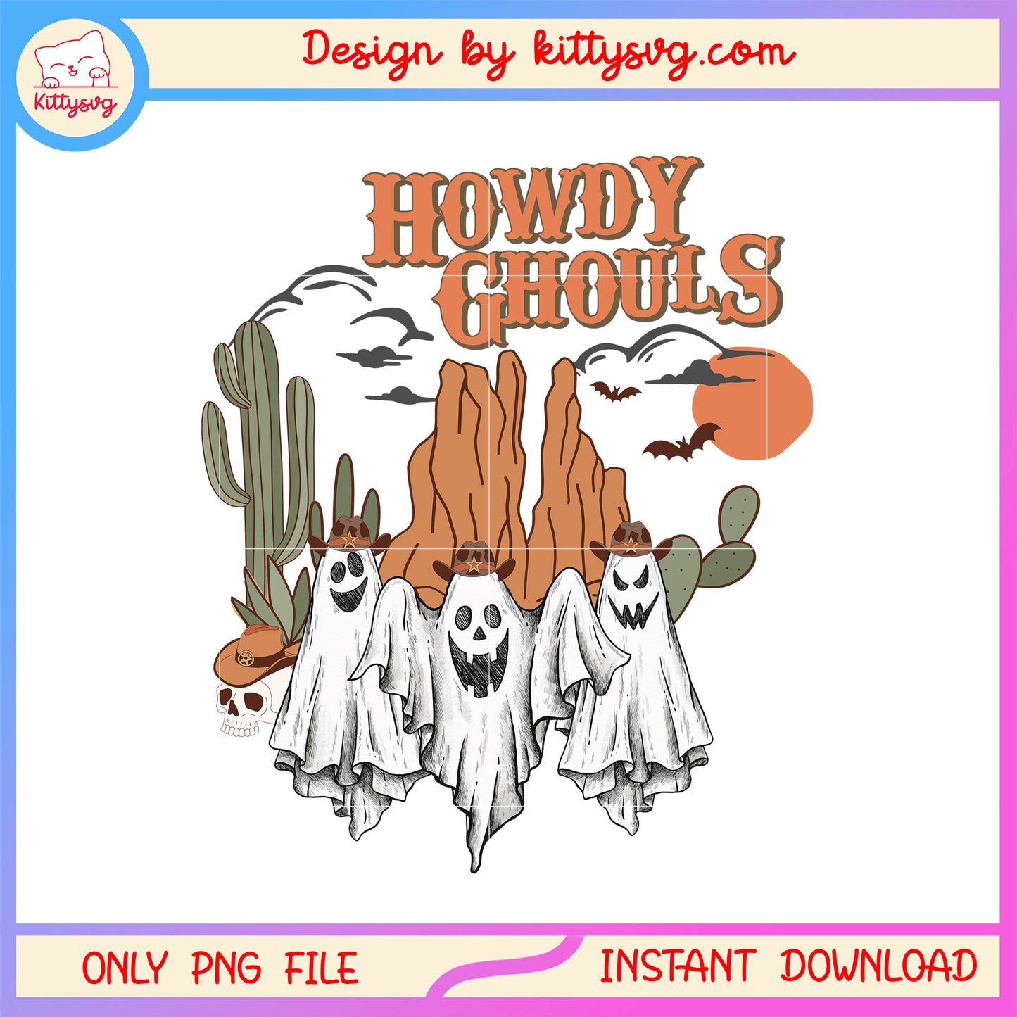 Howdy ghouls cowboy ghost design png, desert ghost cowboy png